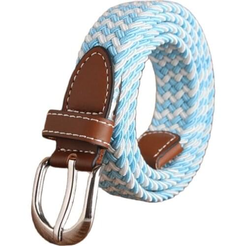 Narrow 2.5cm elastic belt pin buckle canvas belt young students knitting canvas belts