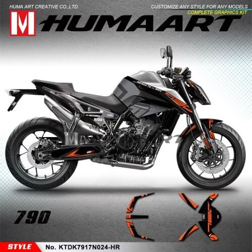 HUMAART Personalised Graphics Vinyl Stickers for 790 2017 2018 2019 2020 No Seat Cowl Decal Black (Style No.KTDK7917N024-HR)