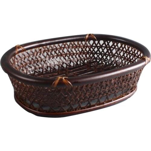 Japanese bamboo woven lacquer tray tea set storage tray tea tray serving tray breakfast tray tea ceremony Small hollow model
