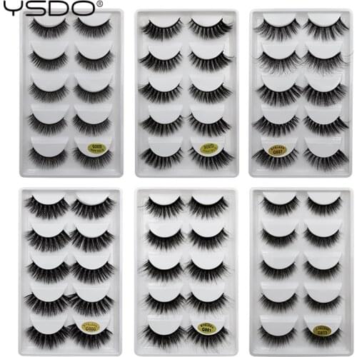 YSDO 5 pairs mink eyelashes natural long makeup 3d mink lashes false eyelashes 3d soft fluffy lashes cilios mink volume lashes