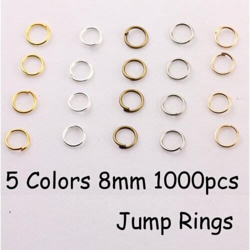 YAGE 8*0.7mm 1000pcs 5 Colors Iron Jump rings,Gold,Rhodium,Bronze Jewelry Findings for jewelry making