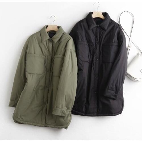 Winter Clothes Long Coats and Jackets Women Long Sleeve Warm Quilted Coat Shirt Lady Cotton Padded Outerwear Parkas Woman