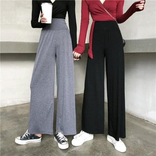 Spring Summer High Waist Pants Trousers Women 2020 Black Wide Leg Pants Plus Size Women Slimming Trousers