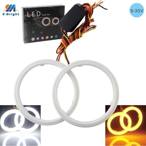 1Pair COB Angel Eyes 60mm 70mm 80mm 90mm 100mm 9-30V Halo Rings Cotton Lights For LED Car Motorcycle DRL Turn Lights White/Amber