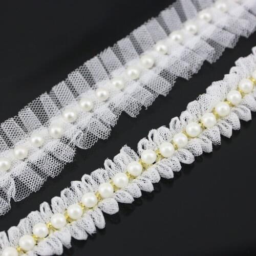 1 Yard/roll) Pearl Gift Wrapping Ribbon Family Handmade Hairpin DIY Making Clothing Bag Accessories Decoration Hollow Lace
