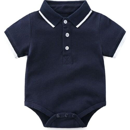2020 Baby Rompers One Pieces Infantil Jumpsuit Boy Girls Clothes Summer High Quality Solid Navy Blue Newborn Clothing Costume