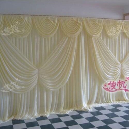 3M*6M cream color wedding stage decoration Wedding Backdrop with Beatiful Swag Wedding drape and curtain wedding supply