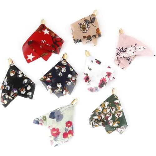 60mm 10pcs/Bag Chiffon Flower Tassel Pendant Arts Crafts Sewing DIY Apparel Sewing Fabric Tassel Fringe