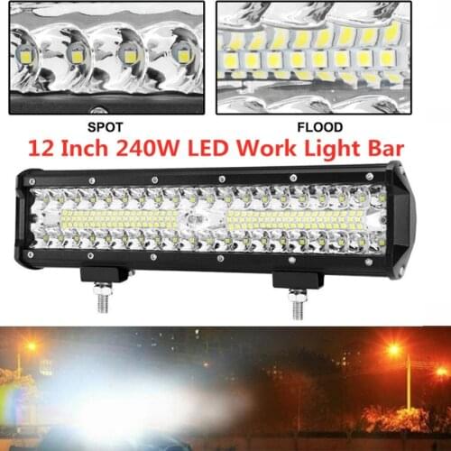 60W 120W 240W 3-Rows Led Light Bar Car Spotlight Flood Combo Beam Led Bar for 4x4 Offroad Trucks ATV Tractor SUV Car Work Light