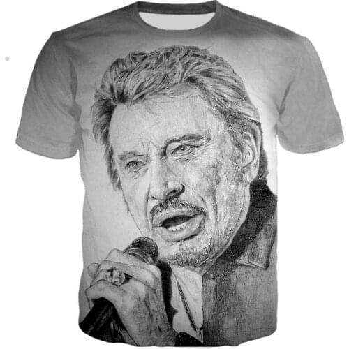 3D Printed Singer Johnny Hallyday t shirt Rock tshirt Men Women Casual Streetwear hip hop clothes harajuku Tops Camiseta Hombre