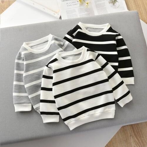 Boys Tshirts Kids Spring Autumn Clothes Tops Children T-shirts for Baby Girls t shirt Long Sleeve striped black grey white
