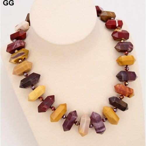 GuaiGuai Jewelry Natural Multi Color Mookaite Double Terminated Pointed Necklace 18"