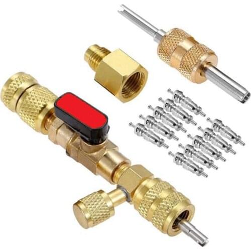 R410A R22 Valve Core Remover Installer Tool With Dual Size SAE 1/4 & 5/16 Port For R404A R407C R134A R12 R32 HVAC