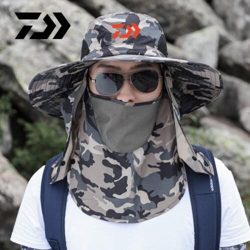 2020 Man Cap Daiwa Fishing Sun Hat Foldable Outdoor Climbing Fisherman Hat UV Protection Sunshade Hat Big Eaves Adjustable Hat