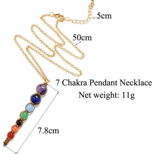 Wholesale Korea 7 Chakra necklace Natural stone personality conical necklace