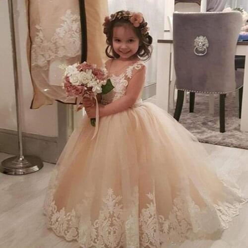 Lace Flower Girls Dresses For Wedding First Communion Dresses Party Prom Princess Gown Pageant Dresses
