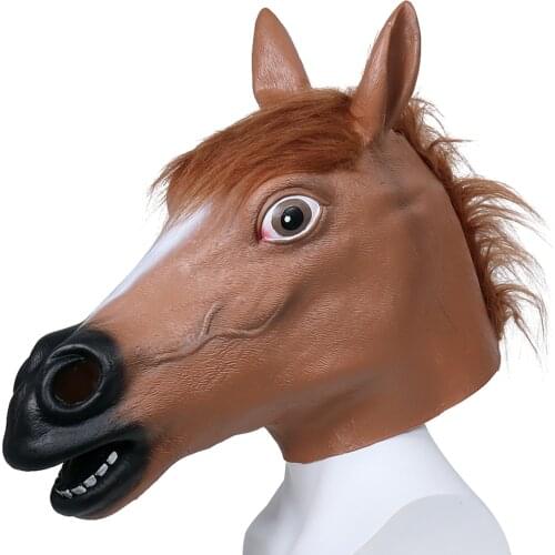 Horse Head Mask Horseman Cosplay Mascarillas Anime Masque Latex Masks Halloween Mascara Party Carnival Costume Prop Face Heltmet
