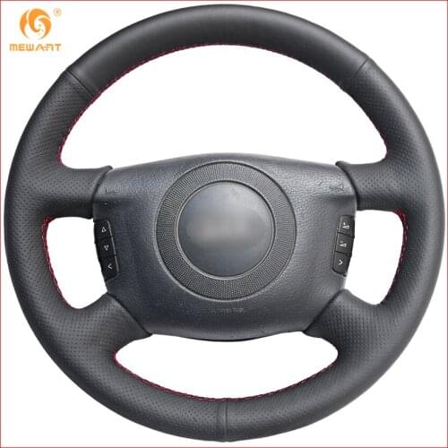 MEWANT Black Genuine Leather Car Steering Wheel Cover for Audi A6 2000-2004 A8 2000-2002 Interior Accessories Parts