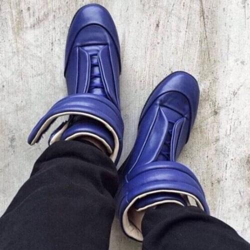 Men Shoes High Top Soft Leather Casual Shoes Luxury Brand Lace Up Hook & Loop Ankle Zapatos Hombre Fashion Casual Flats Mens