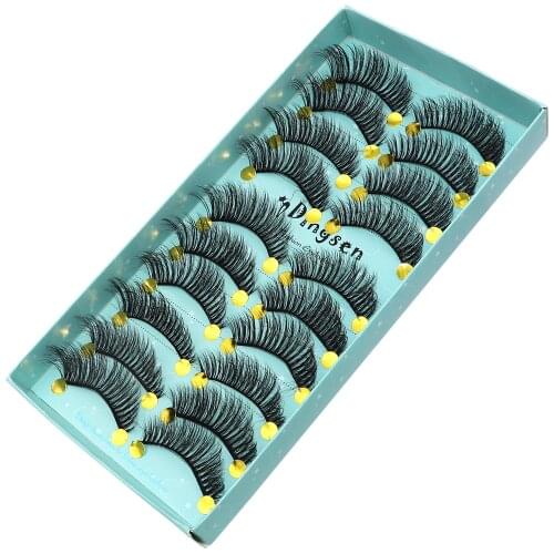 Soft Faxu 3D Mink False Eyelashes 10 Pairs Crisscross Wispy Fluffy Eye Lashes Extension Eye Makeup Tools Handmade Eyelashes