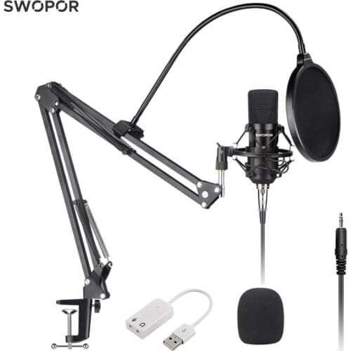 XLR Microphone Kit SWOPOR XMK800 Condenser Mic with Large Diaphragm Black