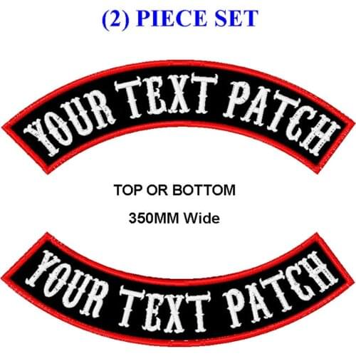 Customize embroidery mc rocker patch 350mm wide top and bottom motorcycle biker patches for vest cut and clothing