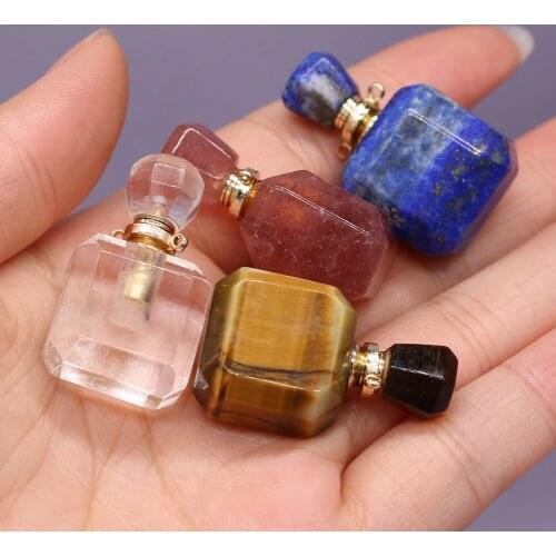 Natural Semi-precious Stone Perfume Bottle Pendant for Essential Oil Vial Jewelry Making DIY Necklace Accessories Hot Sale