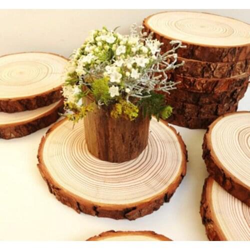 1 Pc Unfinished Natural Round Wood Slices Circles With Tree Bark Log Discs For DIY Crafts Wedding Party Painting Decoration