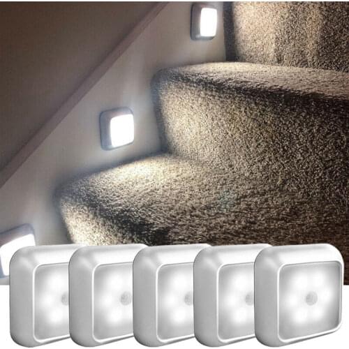 6 LED Night Ligh PIR Auto Motion Sensor Night Lamp For Children Kids Living Room Bedroom Home Staircase Closet Night Light Lamp