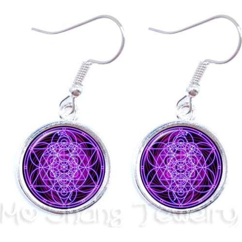 2018 New Mandala 16mm Glass Dome Earrings OM Yoga Drop Earrings European And American Jewelry Best Gift For Her