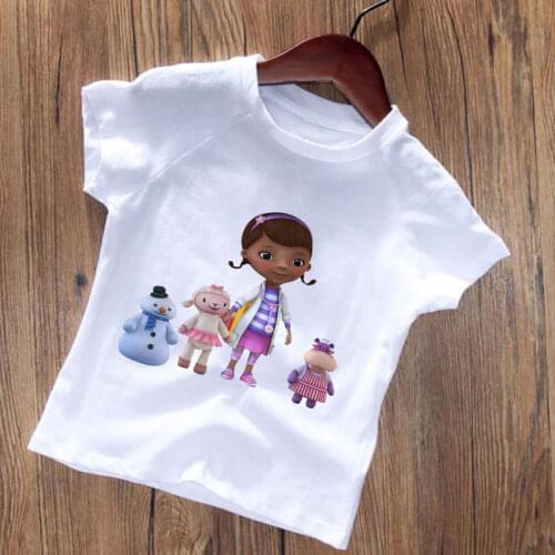 New Harajuku Toddler Casual Kids Clothes Summer Kids T-shirt Girl The Doc McStuffins Clinic Girl Cartoon Print Tops Baby T Shirt
