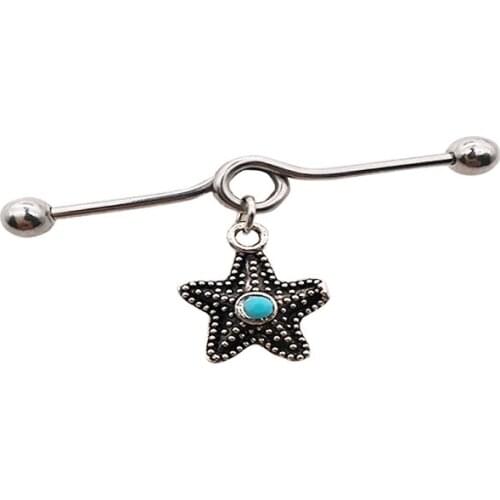 New arrival pink scaffold barbells 1 Pair surgical Stainless Steel big cross dangle industrial barbell piercing