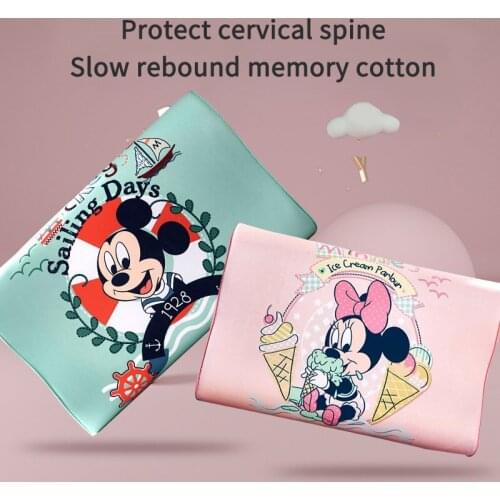 Disney Children Memory Sponge Orthopedic Pillow for Neck Pain Sleeping with Children Neck Pillow Cartoon Pure Cotton Pillowcase