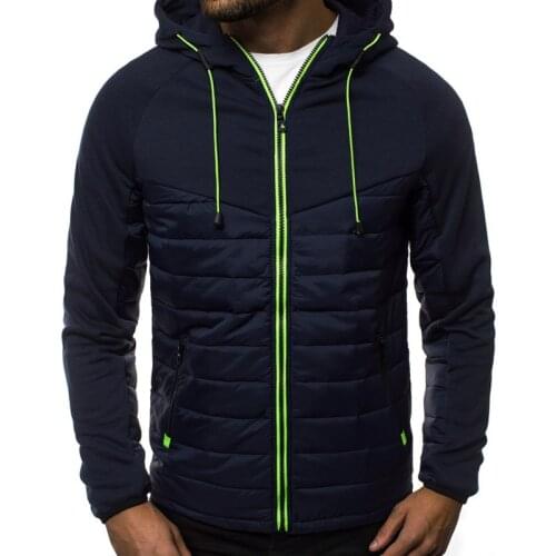 Richkeda Store New 2021 Autumn Winter Hooded Jacket Men Casual Slim Patchwork Zipper Coat Men Plus Size 3XL Long Sleeve Mens