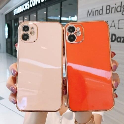Luxury Soft Silicone Plating Square Frame Case for iPhone 12 11 Pro Max Mini iPhone X XS XR SE 2020 6 7 8 Plus Phone Cover Coque