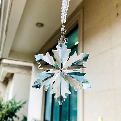 Crystal Big Christmas Snowflakes Creative Home Pendant DIY Crystal Accessory Rearview Mirror Car Pendant Interior Gift Pendant