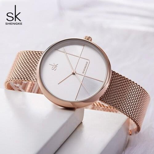 Shengke Ladies Fashion Wrist Watch Rose Gold Bracelet Watches Reloj Mujer 2019 New Luxury Steel Quartz Watch For Women #K0105