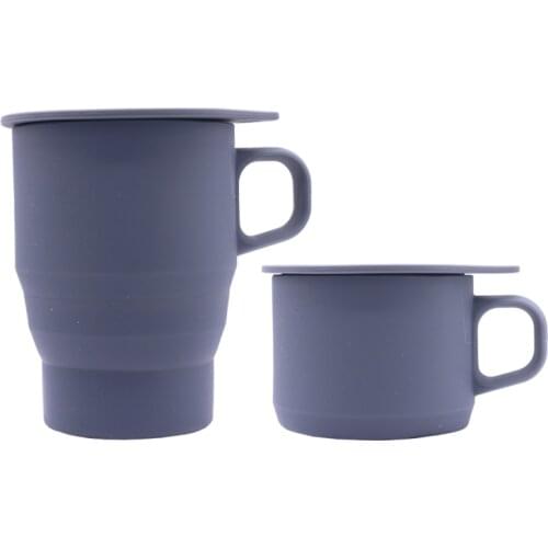 300ml Silicone Folding Water Cup With Straw Handle Travel Coffee Mugs Telescopic Drinking Ware Cups Portable Handcup With Lid