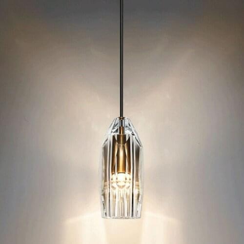 Modern Luxury Copper Crystal Glass Pendent Lamp Designer Bar Study Room Decortion Pendent Lights Cafe Bar LED Lighting Fixtures