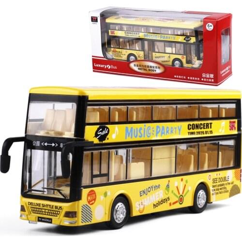 Alloy Model Double-decker Bus 1:32 Door Open Music Light Sound Pull Back High Simulation Vehicle Double-deck Bus Routemaster
