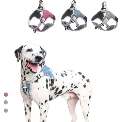 Reflective Nylon Dog Harness Vest Adjustable Outdoor Breathable Protective Pet Harness All Weather Service Puppy Dog Vest S-2XL