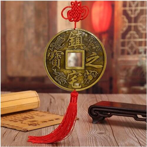 ANGRLY Chinese Knot Decorations Crafts Copper Coins Feng Shui Great Treasure Chinese Knot Pendant Fortune Party Car Home Decor