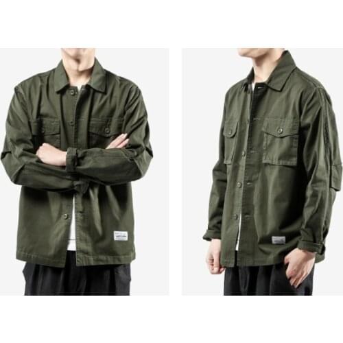 Streetwear shirt long sleeve casual fashions cotton black shirts korean korean style green clothing Solid blouse 2020 coat