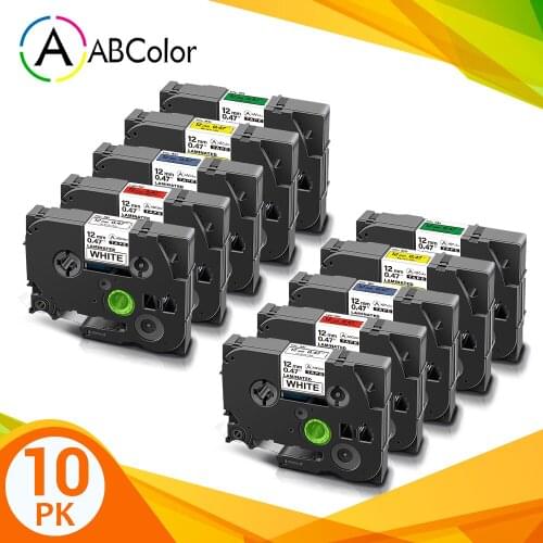 A ABCOLOR 10Pcs 12mm 231 labels Compatible for 231 431 531 631 731 Laminated label tape Black on White/Clear for Label Maker