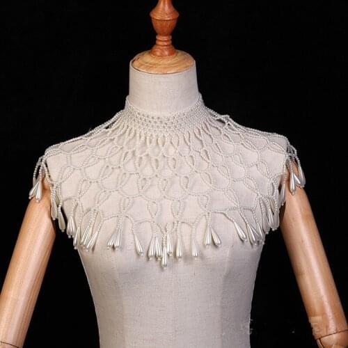 European and American luxury shawl pearl shoulder chain vintage hand-woven bead sweater chain fashion design brand jewelry