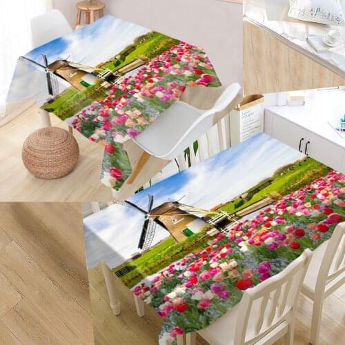 Windmill Custom Table Cloth Oxford Print Rectangular Waterproof Oilproof Table Cover Square Wedding Tablecloth