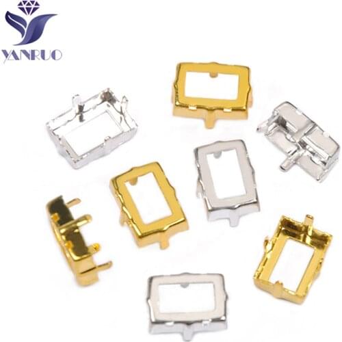 YANRUO 4527 Step Cut K9 Crystal Diamond Glass Crystal Stones Sewing Strass Claws Gold Silver Rhinestones For Clothes