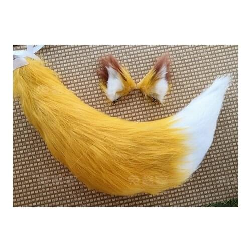 Anime Sewayaki Kitsune no Senko-San Plush Fox Tail Ears Clips Fur Hairpin Ears Cosplay Costume Take Photos Props Xmas Gifts