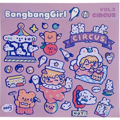 1 Set Cute Hand Book Stickers Cute Cartoon Transparent Diary Photo Album Decoration Stickers