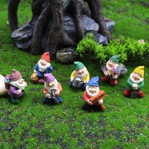 1pcs Mini Resin Seven Dwarfs Statue Cute Bonsai Decoration Props For Desk Outdoor Garden Sculpture Decor Ornament Dropshipping